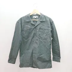 ◇ UNIQLO ユニクロ シンプル カジュアル 無地 胸ポケット スリット ゆったりめ 長袖 シャツ サイズS グレー メンズ E  【1306260041746】