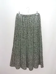 ◇ Honfleur オンフルール ドット柄 プリーツ きれいめ ロング丈 フレア スカート サイズM ブラック/ホワイト レディース E  【1306260041883】