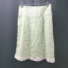 ◇ Natural Beauty Basic タック カジュアル 大人っぽい シンプル ひざ丈 台形 スカート サイズM グリーン レディース E  【1306260042668】