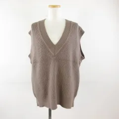 ザラ ZARA ニットベスト Vネック 茶 S *T410