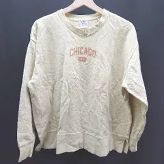 ◇ coen コーエン リブ袖 クルーネック 文字プリント カジュアル 長袖 トレーナー サイズLARGE イエロー レディース E  【1306260043702】