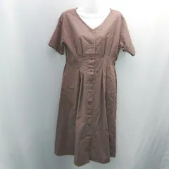 ◇ AS KNOW AS PINKY フロントボタン ウエスト切替 夏 半袖 ロング丈 ワンピース サイズ表記なし ブラウン レディース E  【1306260043542】