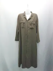 ◇ 新品 Zootie Des sucettes フロントボタン シンプル 無地 長袖 ロング丈 ワンピース サイズM ブラウン レディース E  【1306260043528】