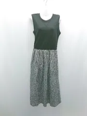 ◇ KBF ケービーエフ ギンガムチェック ノースリーブ ロング丈 ワンピース サイズF ブラック レディース E  【1306260045126】