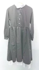 ◇ coko フロントボタン ウエストマーク フリル ボリューム 長袖 ロング ワンピース 表記なし ブラック レディース E  【1306260046611】