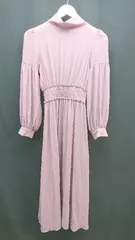 ◇ ROYAL PARTY ウエストゴム シアー素材 透け感 バックファスナー 長袖 ロング ワンピース サイズF ピンク レディース E  【1306260048493】