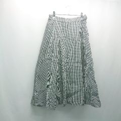 ◇ BEAMS HEART サイドファスナー チェック柄 裏地あり ロング フレア スカート サイズ表記なし ブラック レディース E  【1306260048257】