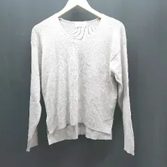 ◇ OPAQUE.CLIP オペークドットクリップ Vネック 生地薄手 無地 長袖 ニット サイズ38/M ベージュ系 レディース E  【1306260048158】