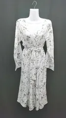 ◇ MERCURYDUO 花柄 フラワー フロントボタン 裏地なし 綺麗め 長袖 ロング ワンピース サイズF ホワイト レディース E  【1306260048547】