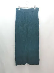 ◇ adam et rope ニット スリット カジュアル 秋冬 肌みせ ロング丈 タイト スカート サイズFREE ブルー レディース E  【1306260048950】