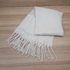 ◇ DONOBAN ドノバン ふわふわ 防寒 冬 秋 ポケット カジュアル 綺麗め 大判 ストール マフラー オフホワイト レディース E  【1306260049995】