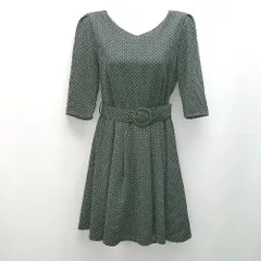 ◇ dazzlin 水玉 ドット Vネック ガーリー かわいい 綺麗め 半袖 膝丈 ワンピース サイズS ブラック系 レディース E  【1306260049674】