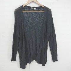 ◇ Roxy ロキシー コットンニット 透かし編み 長袖 カーディガン サイズ S ダークグレー レディース E  【1306270001433】