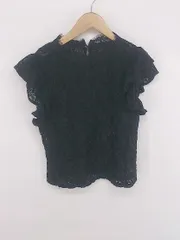 ◇ ZARA 透け感 花柄 レース フレンチスリーブ ノースリーブ カットソー サイズEUR S USA S MEX 26 ブラック レディース E  【1306270000993】