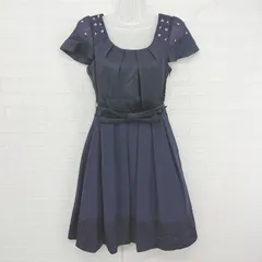 ◇ ◎ WILLSELECTION 装飾 切替 サテン チュール 半袖 ミニ ワンピース サイズM ネイビー系 レディース E  【1306270002201】