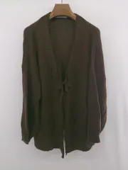 ◇ E hyphen world gallery PEACE リボン ゆったり 長袖 ニット カーディガン サイズF ブラウン系 レディース E  【1306270001921】