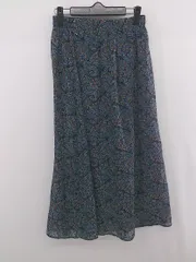 ◇ ◎ Discoat ディスコート バックゴム 総柄 マキシ フレア スカート サイズF ネイビー ブラウン系 レディース E  【1306270001815】