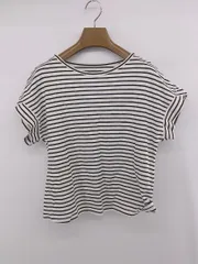 ◇ LUMINOSO COMMECA ボーダー マリン 半袖 Tシャツ カットソー サイズ7 ホワイト ブラック レディース E  【1306270002782】