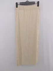 ◇ Discoat ウエストゴム バックスリット リブニット ロング タイト ペンシル スカート サイズＦ アイボリー レディース E  【1306270002591】