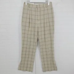 ◇ LOWRYS FARM チェック バックゴム タック スラックス パンツ サイズL イエローベージュ系 レディース E  【1306270002355】