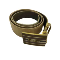 イヴサンローラン Yves Saint Laurent ロゴ ボーダー バックル レザー ベルト メンズ 表記無 