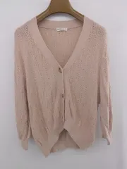 ◇ earth music&ecology くすみカラー フロントボタン 長袖 ニット カーディガン サイズＦ ピンクベージュ系 レディース E  【1306270002973】
