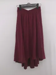 ◇ one way ウエストゴム スウェード調 膝下丈 フレア フィッシュテールスカート サイズＭ レッド ボルドー系 レディース E  【1306270002812】