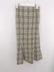 ◇ ◎ ●未使用● LOWRYS FARM チェック マーメイド ロング ナロー スカート サイズM モスグリーン系 レディース E  【1306270006704】