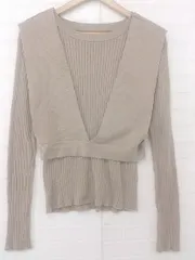 ◇ Re:EDIT リエディ コットン リブニット レイヤード セーター ベスト アンサンブル サイズ L ベージュ レディース E  【1306270007138】