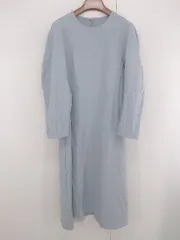 ◇ crie conforto ボリュームスリーブ 長袖 膝下丈 ワンピース サイズS サックスブルー系 レディース E  【1306270006780】