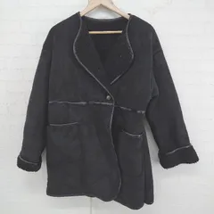 ■ moment+ モーメントプラス 裏ボア ノーカラー 秋冬 長袖 ムートンコート サイズ M ブラック レディース E  【1306270007800】