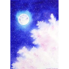 原画）月下の桜【SMサイズ／水彩画／#2965】 - メルカリ