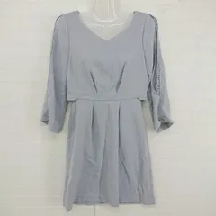 ◇ PROPORTION BODY DRESSING Vネック レース きれいめ 上品 長袖 ミニ ワンピース サイズ 1 ブルー系 レディース E  【1306270009064】