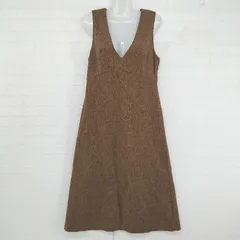 ◇ N. Natural Beauty Basic バックジップ Vネック ノースリーブ 膝下丈 ワンピース サイズM ブラウン レディース E  【1306270009750】