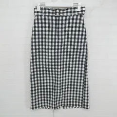 ◇ ◎ OPAQUE.CLIP ギンガムチェック ウエストゴム ロング タイト スカート サイズ38/M ブラック ホワイト系 レディース E  【1306270009545】