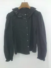 ◇ ZARA ザラ モノトーン フリルカラー 長袖 シャツ ブラウス サイズEUR M USA M MEX 28 ブラック レディース E  【1306270009484】