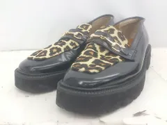 ◇ OPAQUE.CLIP オペークドットクリップ 豹柄 レオパード ビット ローファー シューズ サイズL ブラック レディース E  【1306270010299】