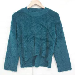 ◇ me+em select ミームセレクト クルーネック シャギー ニット 長袖 セーター サイズF グリーン系 レディース E  【1306270010626】