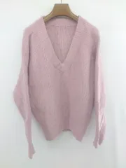 ◇ ur's ユアーズ カジュアル シンプル 無地 Vネック 長袖 ニット セーター サイズF ピンク系 レディース P  【1307040004197】