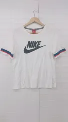 ◇ NIKE ナイキ カジュアル 柄 切替 ロゴ 五分袖 Tシャツ カットソー サイズXL ホワイト ブラック マルチ レディース E  【1306270011777】