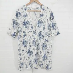 ◇ SM2 サマンサ モスモス 総柄 リネン混 七分袖 ロング カーディガン サイズF アイボリー ネイビー レディース P  【1307040006559】