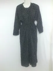 ◇ ◎ ●未使用● La-gemme ドット スタンドカラー 長袖 マキシ ワンピース サイズF ブラック ホワイト系 レディース P  【1307040005255】