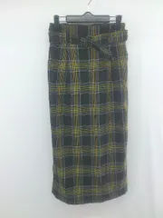 ◇ ◎ LOWRYS FARM チェック スリット ロング ナロー スカート サイズM ブラック イエロー系 レディース P  【1307040005156】