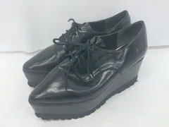 ◇ MURUA ポインテッドトゥ レースアップ 厚底 マニッシュシューズ （約23ｃｍ相当） ブラック レディース P  【1307040008690】