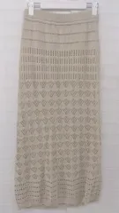 ◇ SENSE OF PLACE 大人女子 ウエストゴム 透かし編み ニット ロング タイト スカート サイズF ベージュ系 レディース P  【1307040010488】