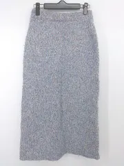 ◇ natural couture ウエストゴム 裏地あり 膝下丈 タイト ニット スカート サイズＦ ブルー系 マルチ レディース P  【1307040025697】