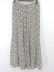 ◇ LOWRYS FARM 花柄 裏地あり ロング プリーツ スカート サイズＦ オフホワイト系 マルチ レディース P  【1307040025680】