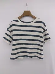 ◇ SLOBE IENA スローブ イエナ ボーダー コットンニット 半袖 カットソー ホワイト系 ネイビー レディース P  【1307040023785】