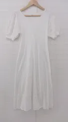 ◇ tocco closet トッコ レーヨン とろみ感 デザイン ニット 半袖 膝丈 ワンピース サイズM ホワイト レディース P  【1307040031926】