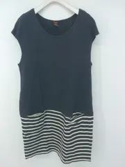 ◇ DOUBLE STANDARD CLOTHING ボーダー 大人女子 ノースリーブ ミニ ワンピース サイズF ネイビー アイボリー レディース P  【1307040032510】